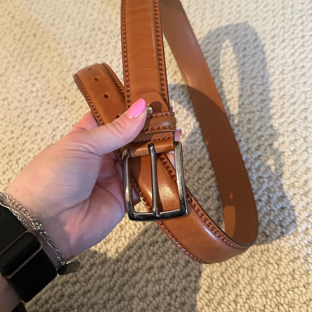 genesis Brown Leather Belt with Silver Buckle
